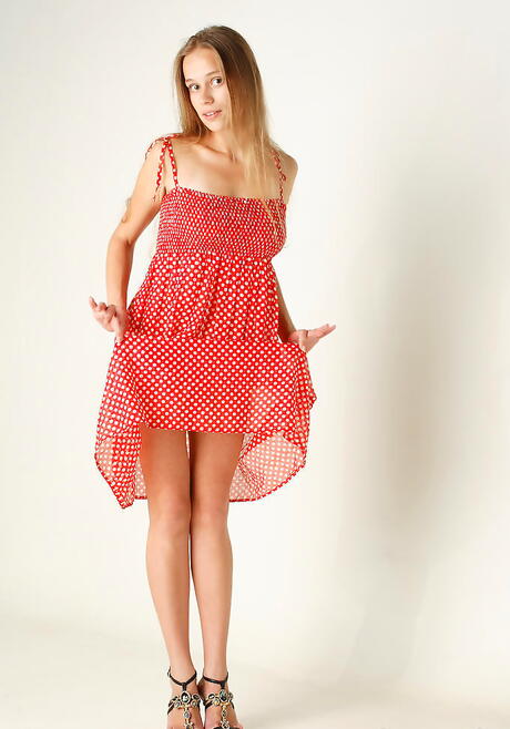 Excellent young Liana B in skirt showing her beauty 